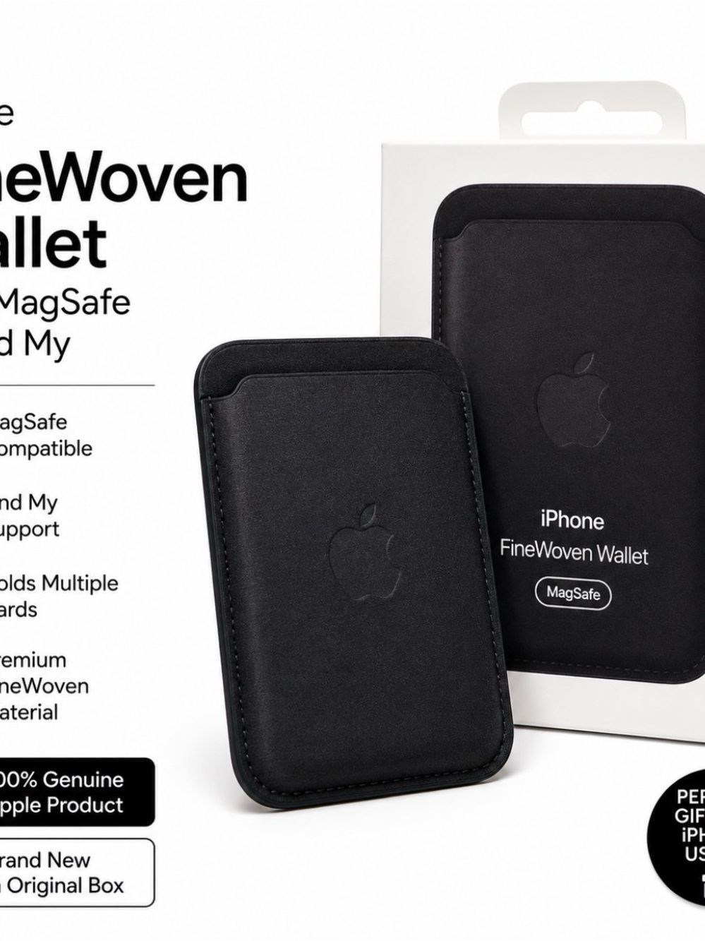 Apple FineWoven MagSafe Wallet - Black New